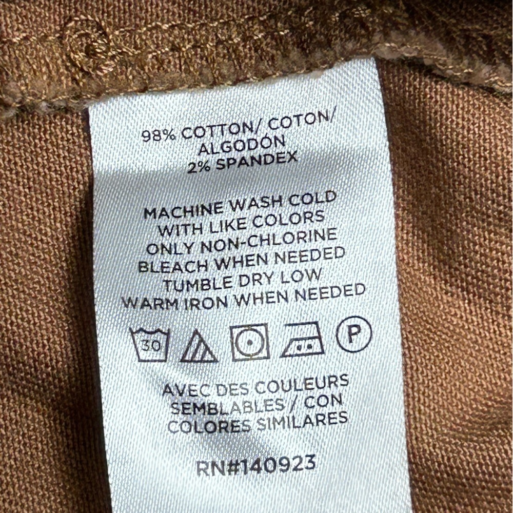 LOFT Soft Brown Straight Leg Pants with Cream Tie. Zip & Button Closure - Picture 11 of 13